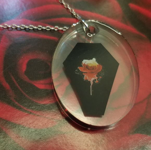 Bloody Rose on Coffin Necklace - Picture 4 of 5